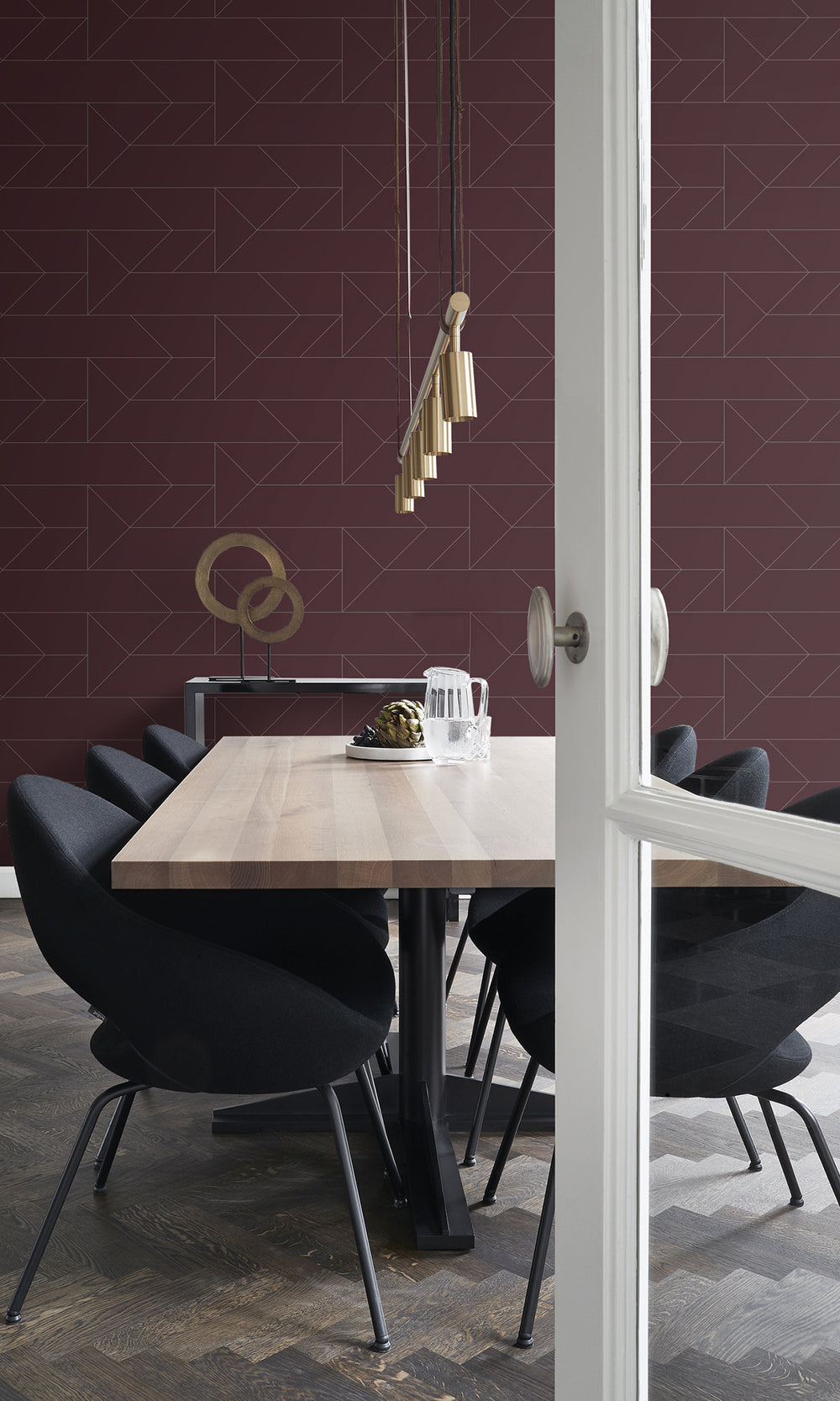 Maroon Graphic Line Geometric Wallpaper  R8346