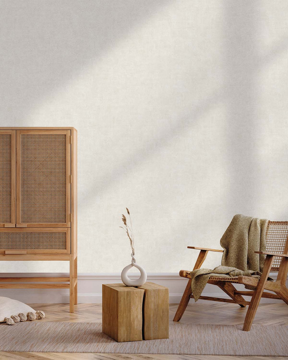 Beige Plain Textured Wallpaper R8362