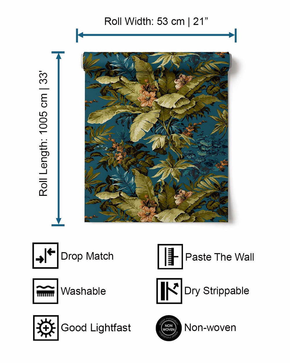 Blue Floral Jungle Botanical Wallpaper R8380