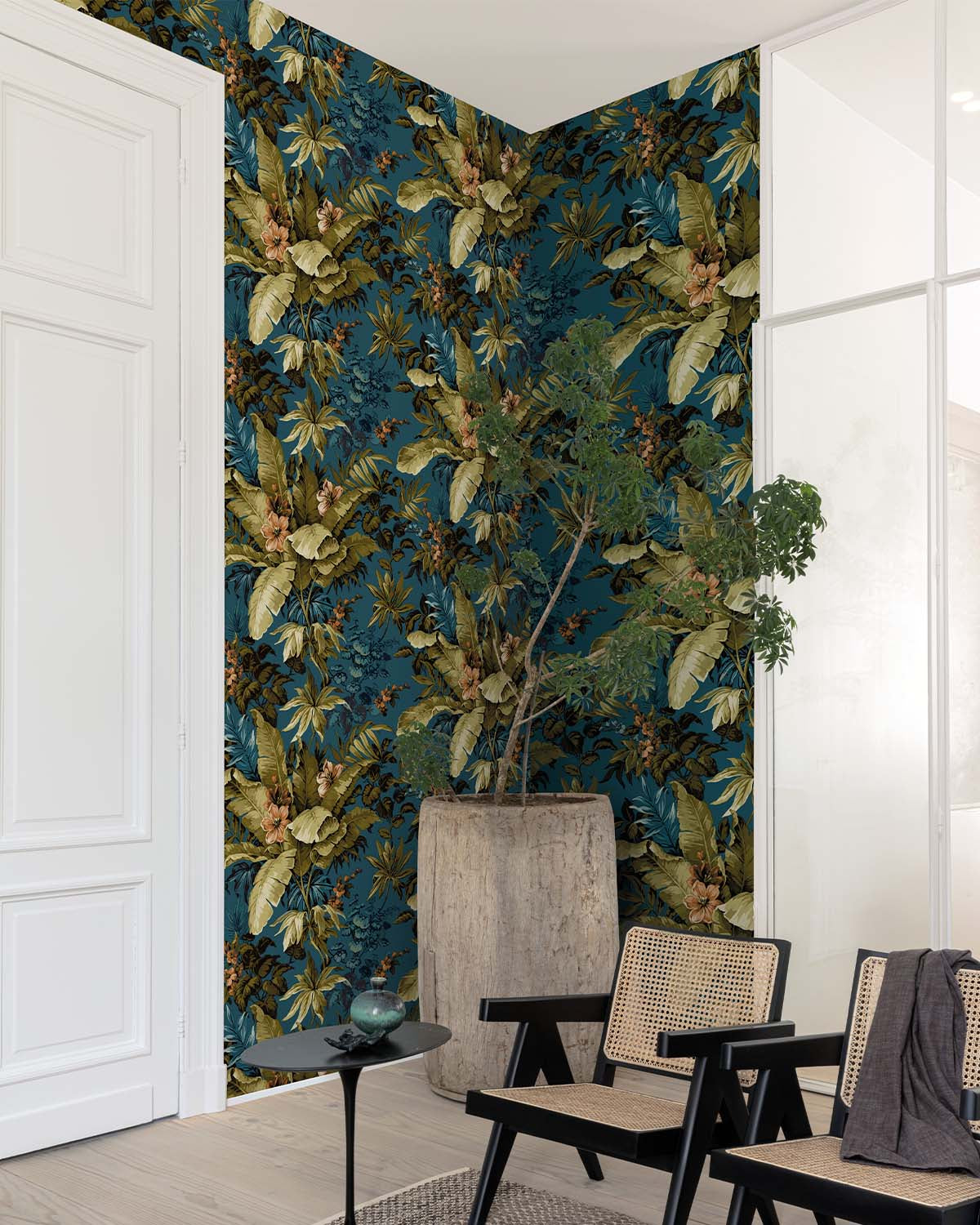 Blue Floral Jungle Botanical Wallpaper R8380
