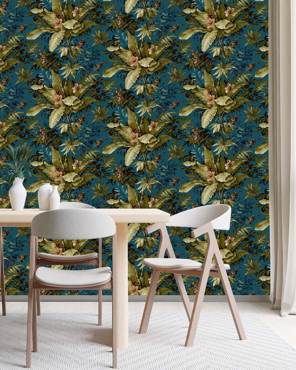 Blue Floral Jungle Botanical Wallpaper R8380