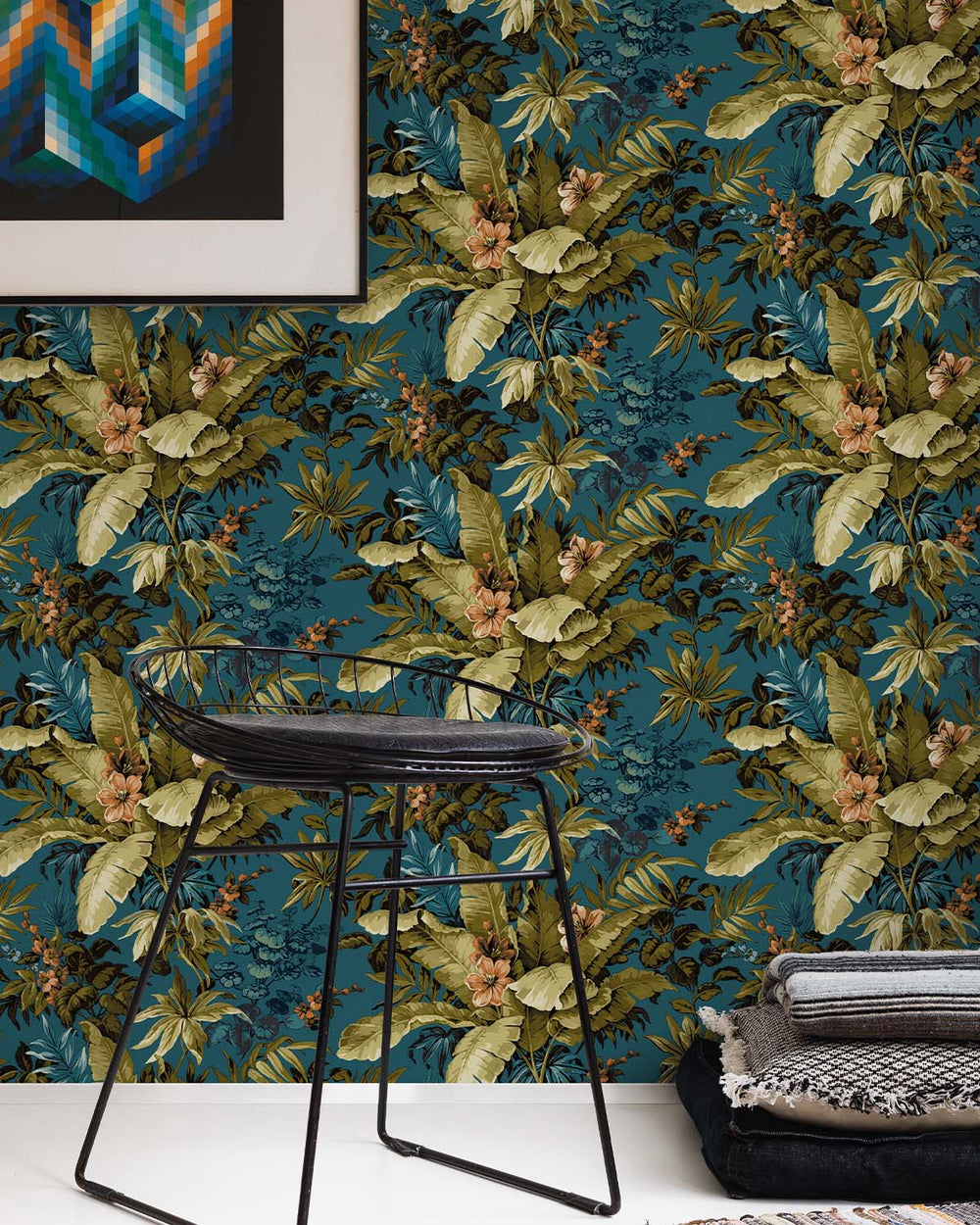 Blue Floral Jungle Botanical Wallpaper R8380