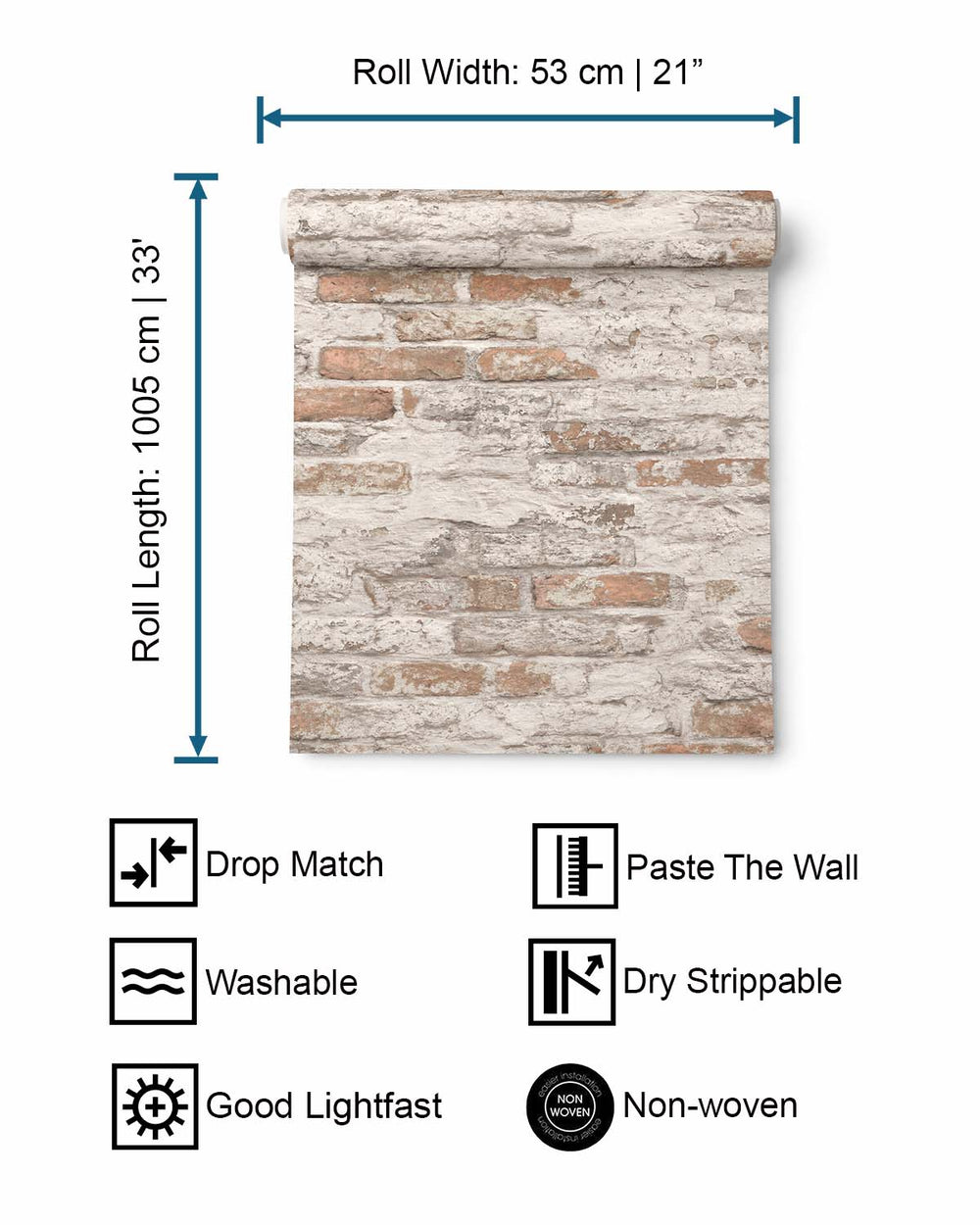 Brown & White Concrete Brick Effect Wallpaper R8388