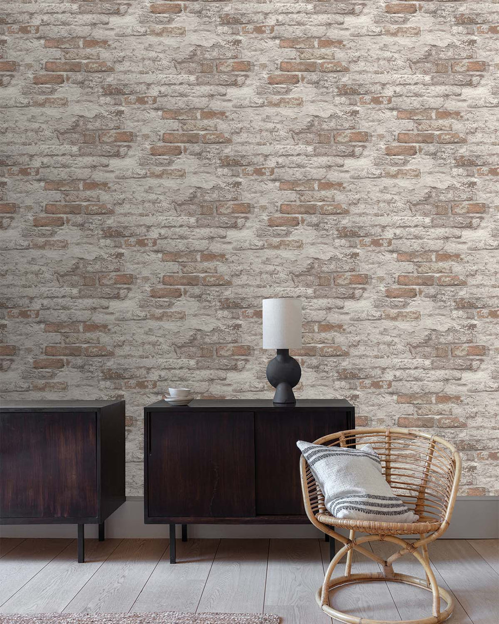 Brown & White Concrete Brick Effect Wallpaper R8388