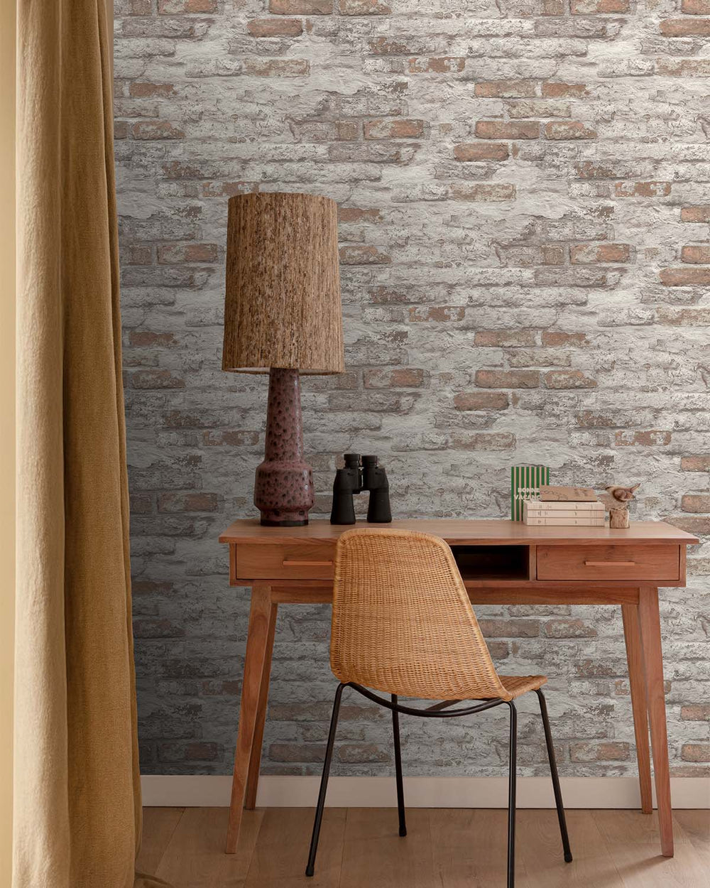 Brown & White Concrete Brick Effect Wallpaper R8388