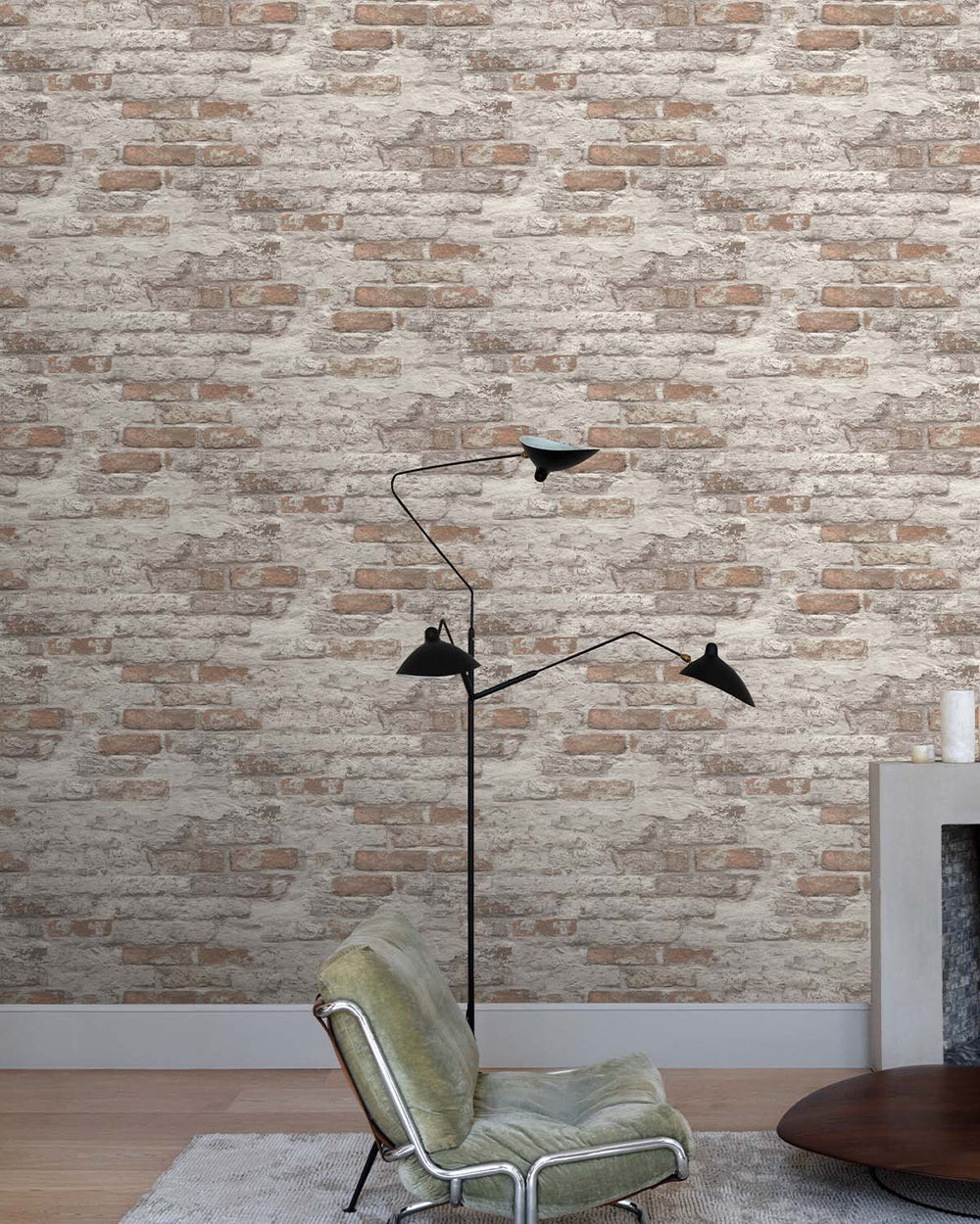 Brown & White Concrete Brick Effect Wallpaper R8388