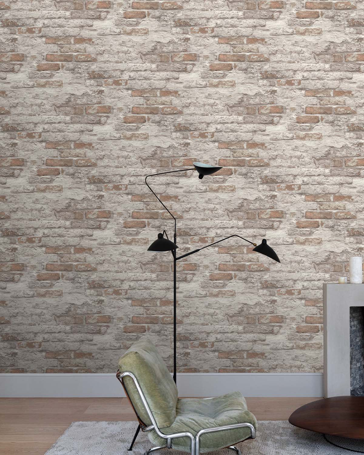 Brown & White Concrete Brick Effect Wallpaper R8388