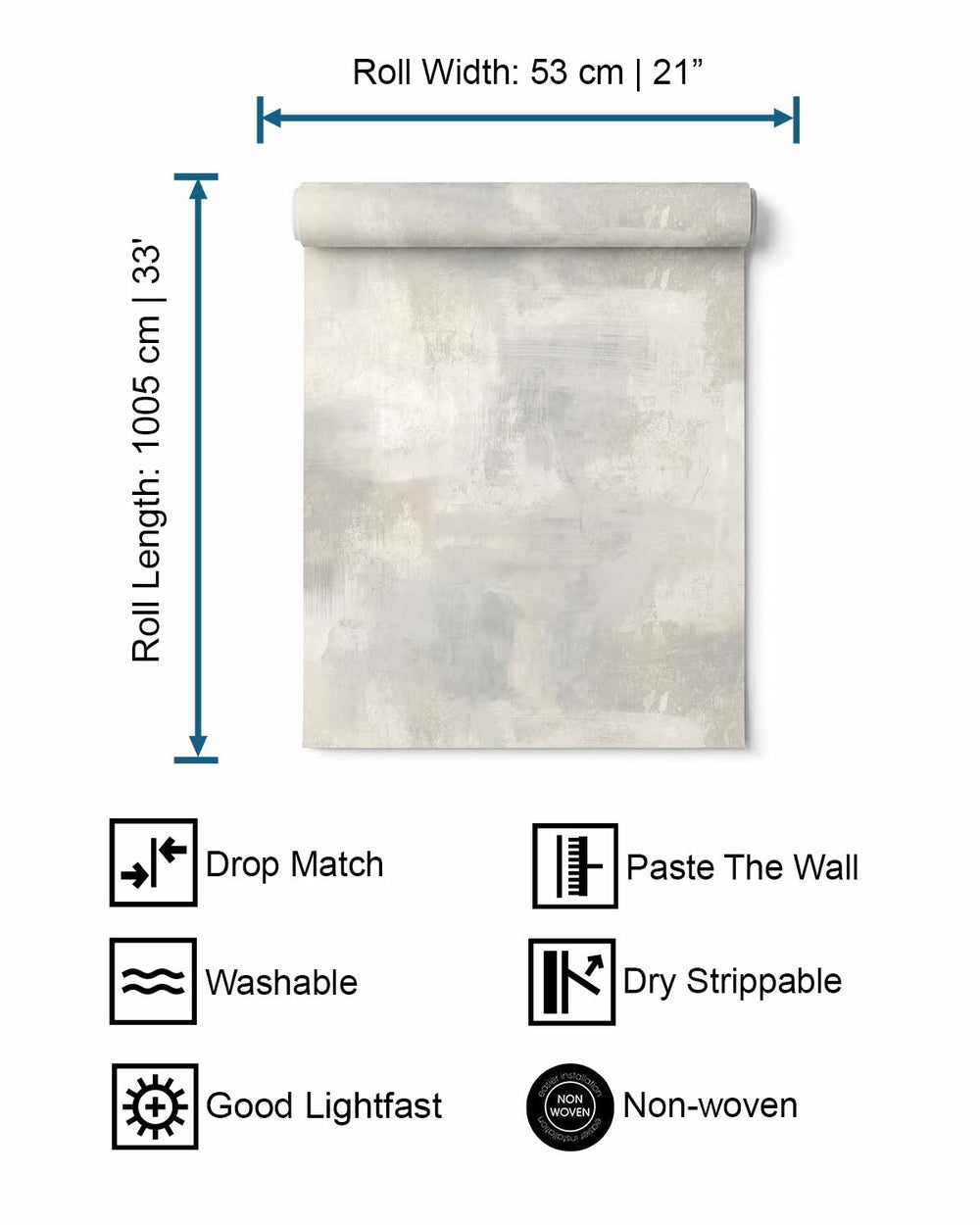 White Plain Concrete Textured Wallpaper R8393