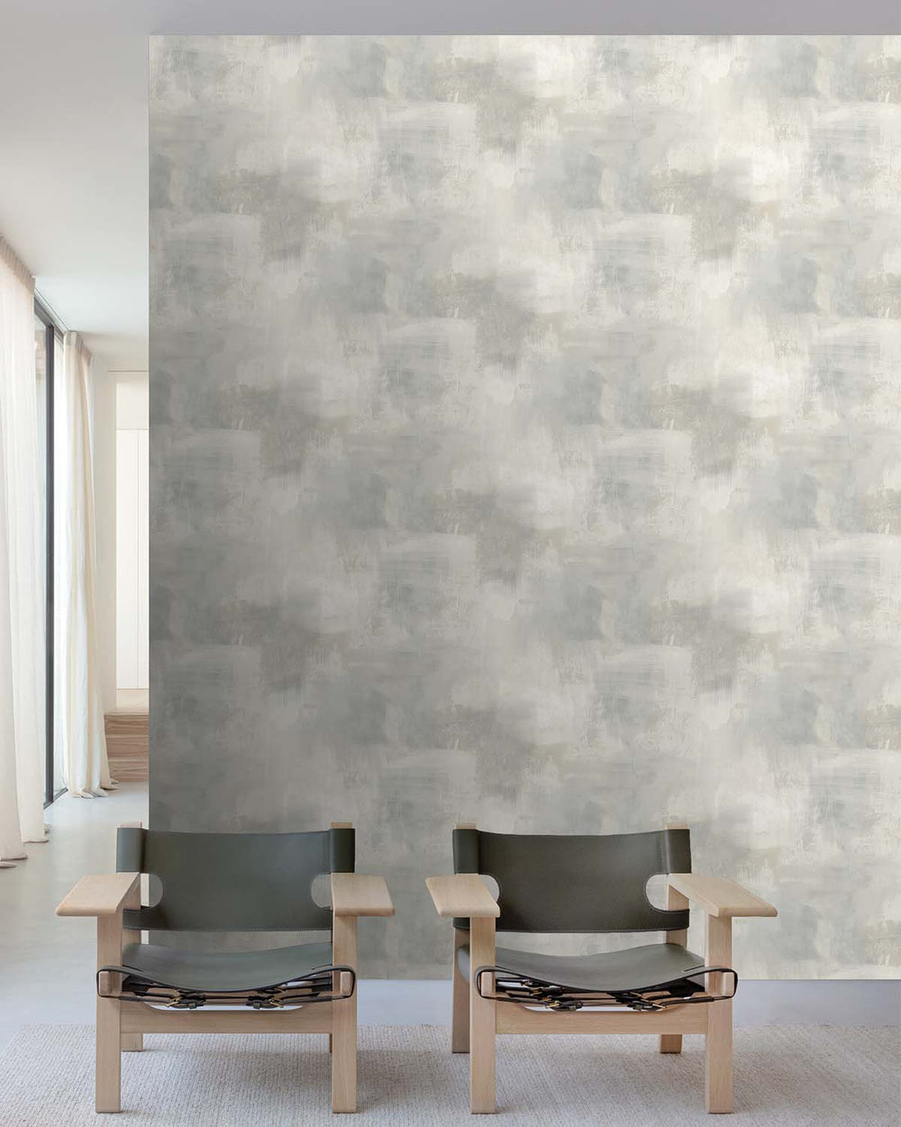 White Plain Concrete Textured Wallpaper R8393