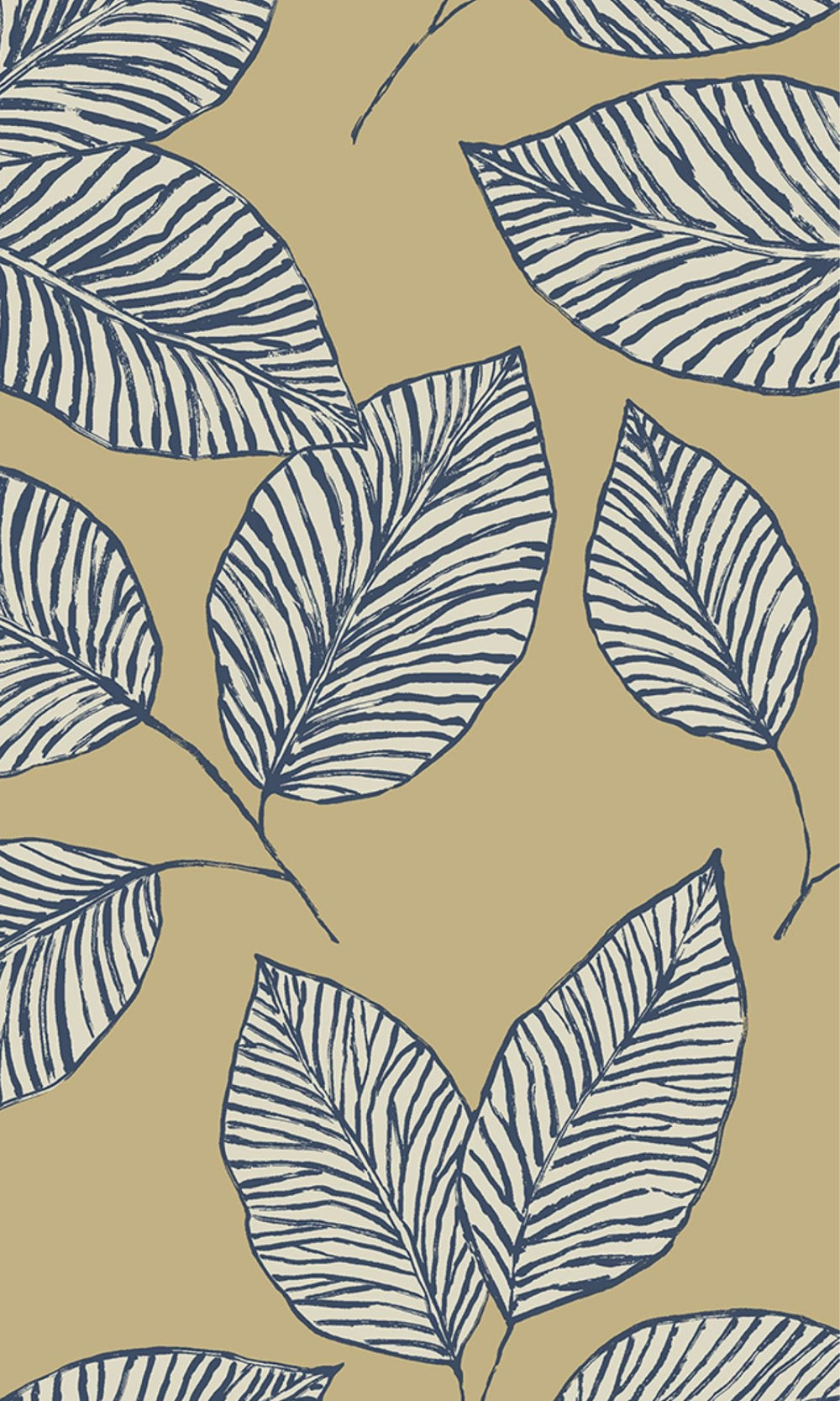 Hazelnut Hand Drawn Tropical Leaves Wallpaper R8517