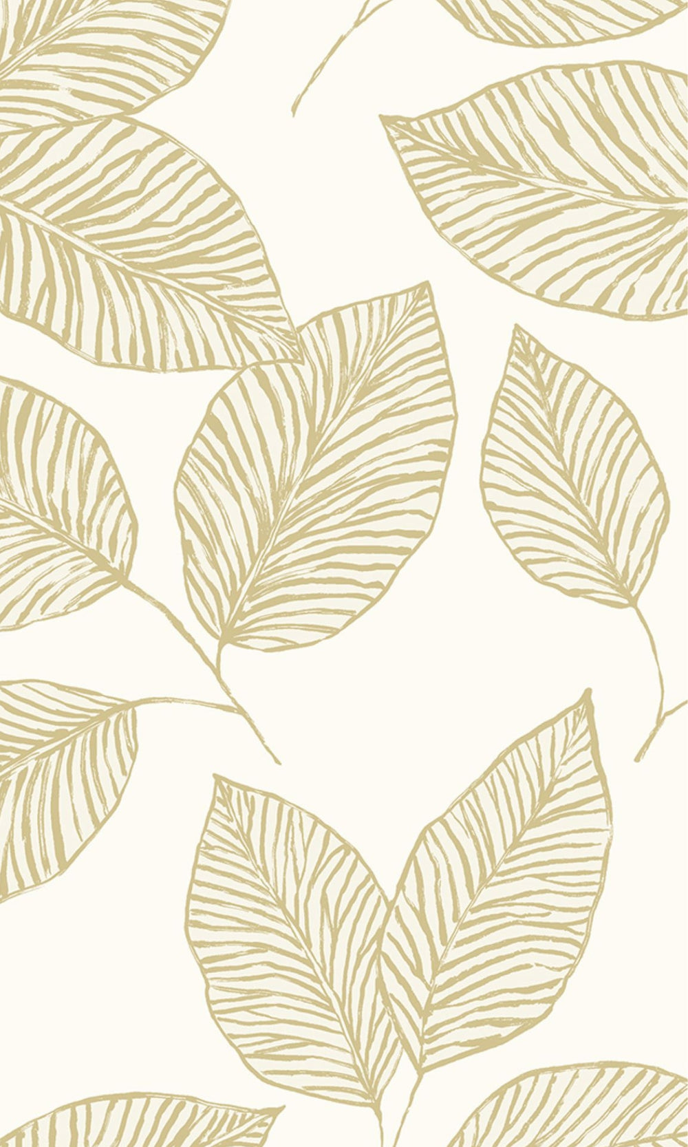 Khaki Hand Drawn Tropical Leaves Wallpaper R8518