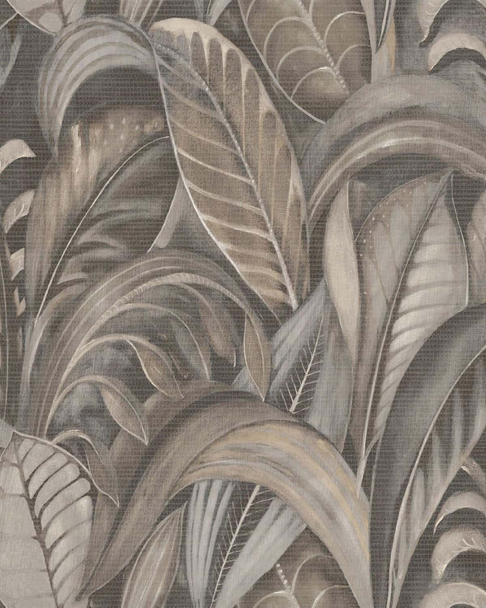 Charcoal Palm Leaf Textured Wallpaper R8420
