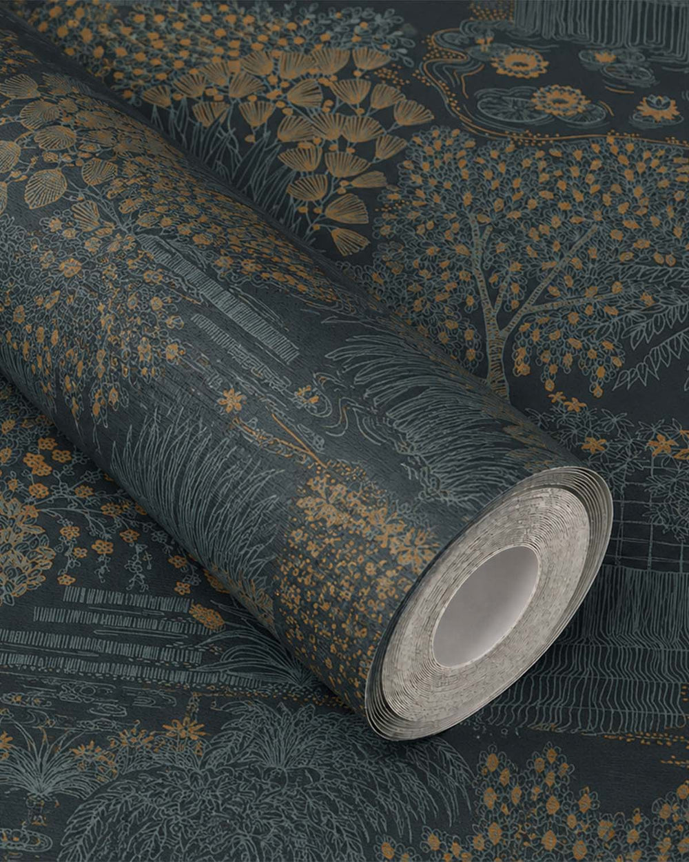 Blue Japanese Gardens Inspired Tropical Wallpaper R8426