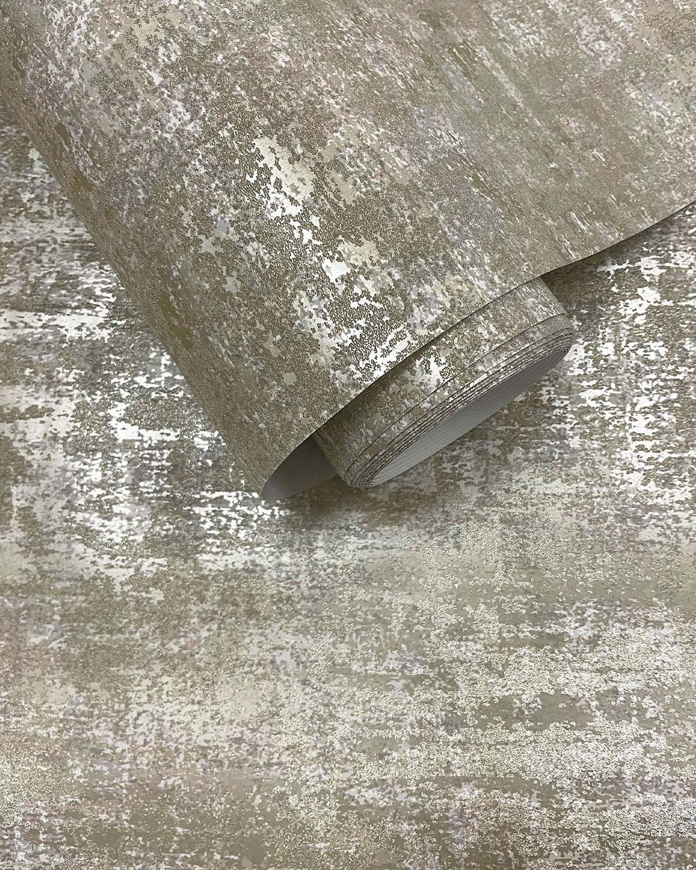 Taupe & Gold Beaded Metallic Plain Textured Wallpaper R8434