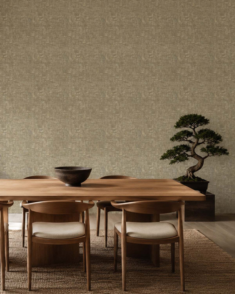 Taupe & Gold Beaded Metallic Plain Textured Wallpaper R8434