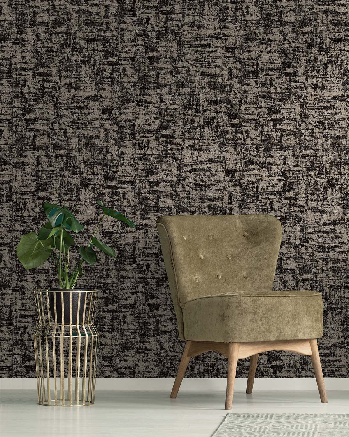 Black Beaded Metallic Plain Textured Wallpaper R8436