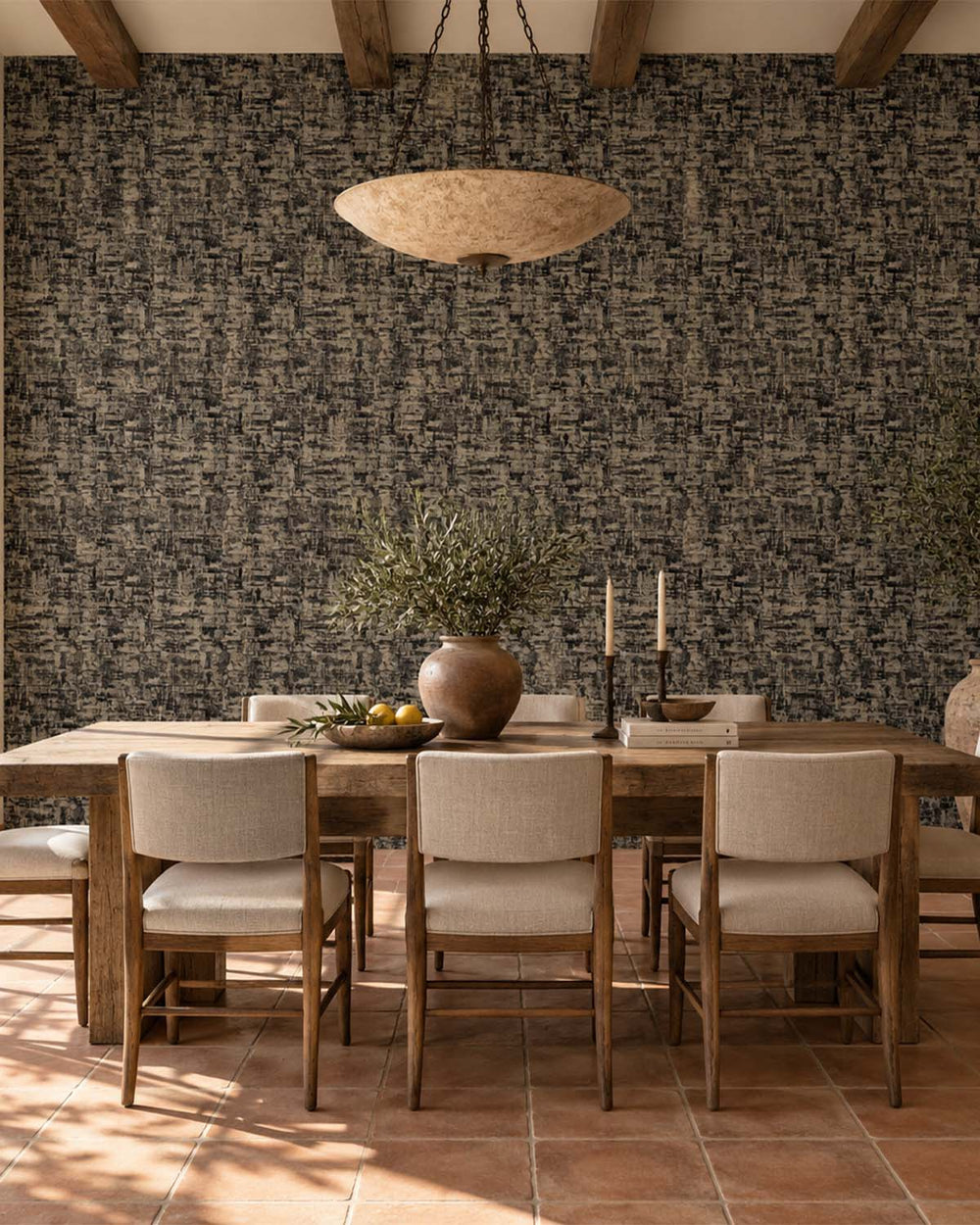 Black Beaded Metallic Plain Textured Wallpaper R8436
