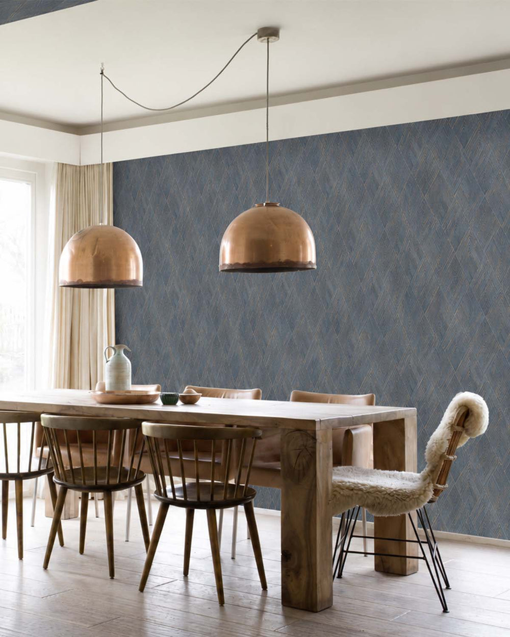 Blue Playful Textured Geometric Wallpaper R8642