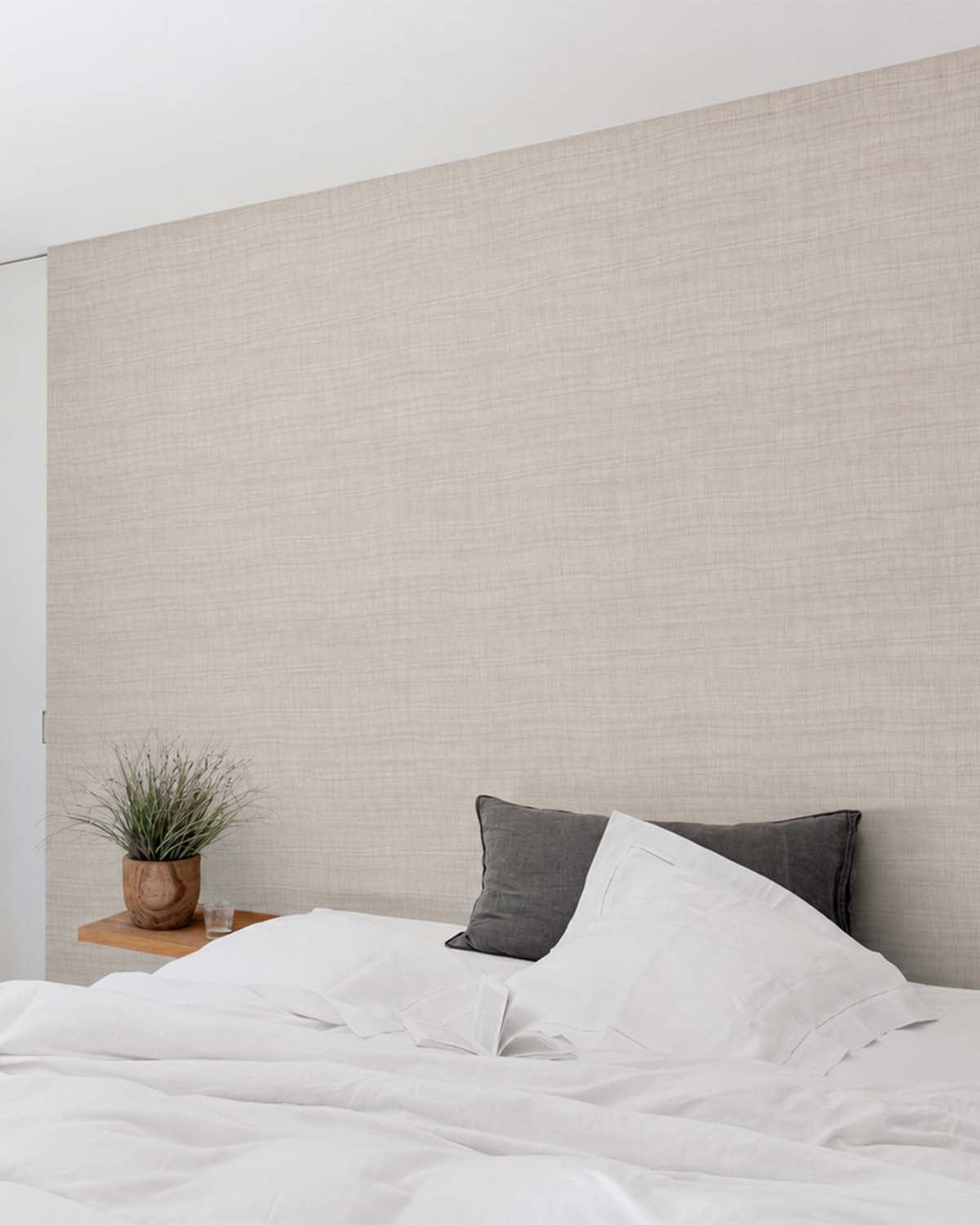 Beige Plain Natural Faux Wallpaper R8701