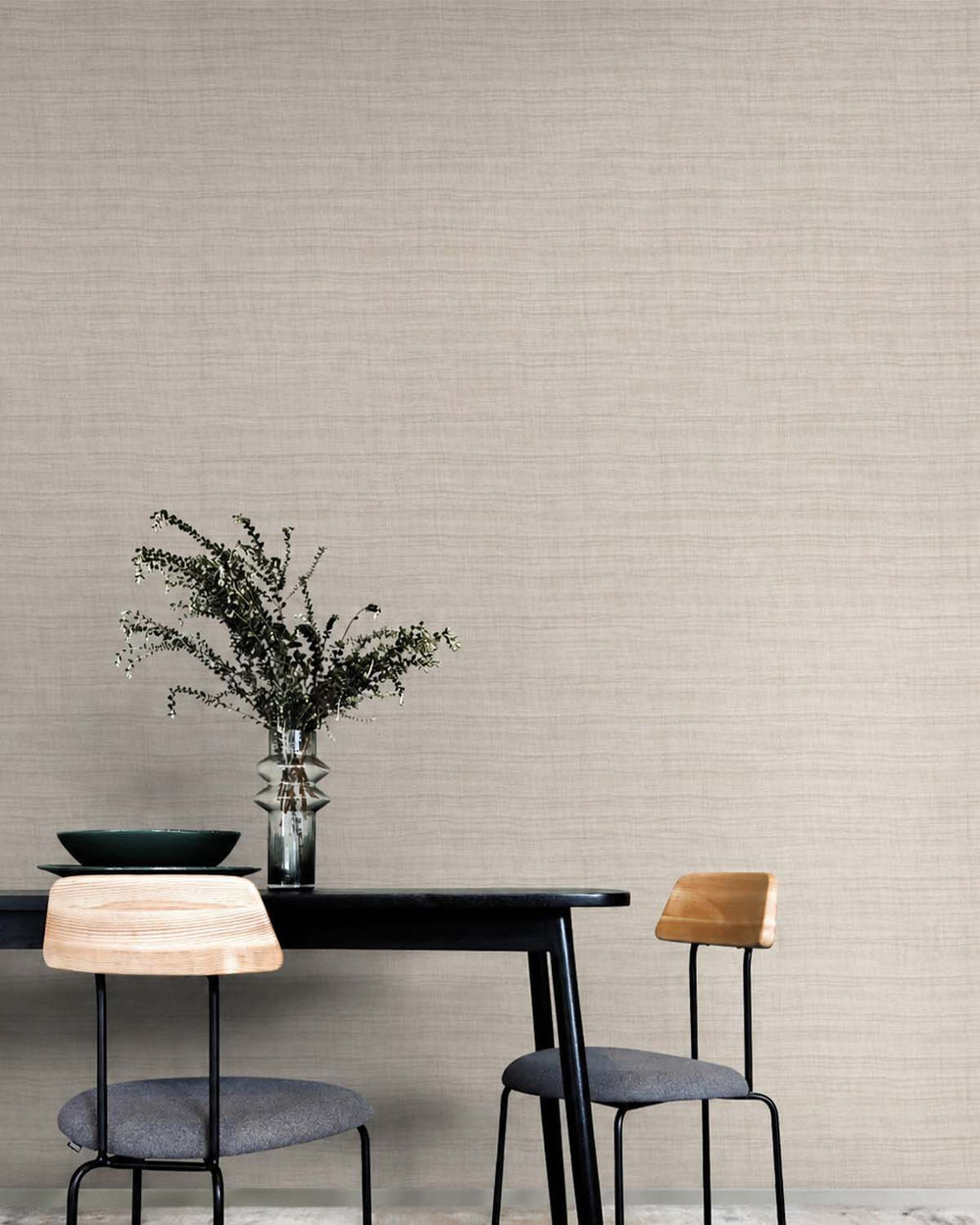 Beige Plain Natural Faux Wallpaper R8701