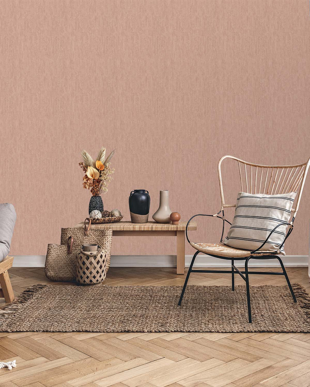 Pink Plain Textured Wallpaper R8712