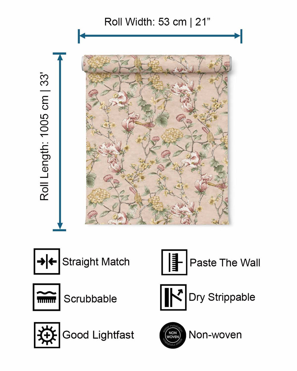 Pink Floral Trail Tropical Wallpaper R8795