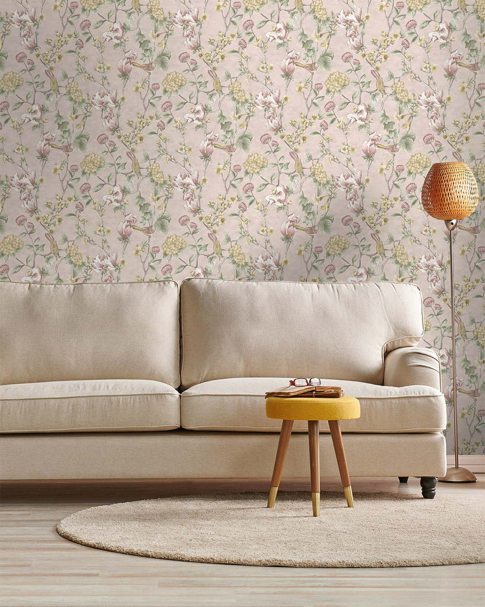 Pink Floral Trail Tropical Wallpaper R8795