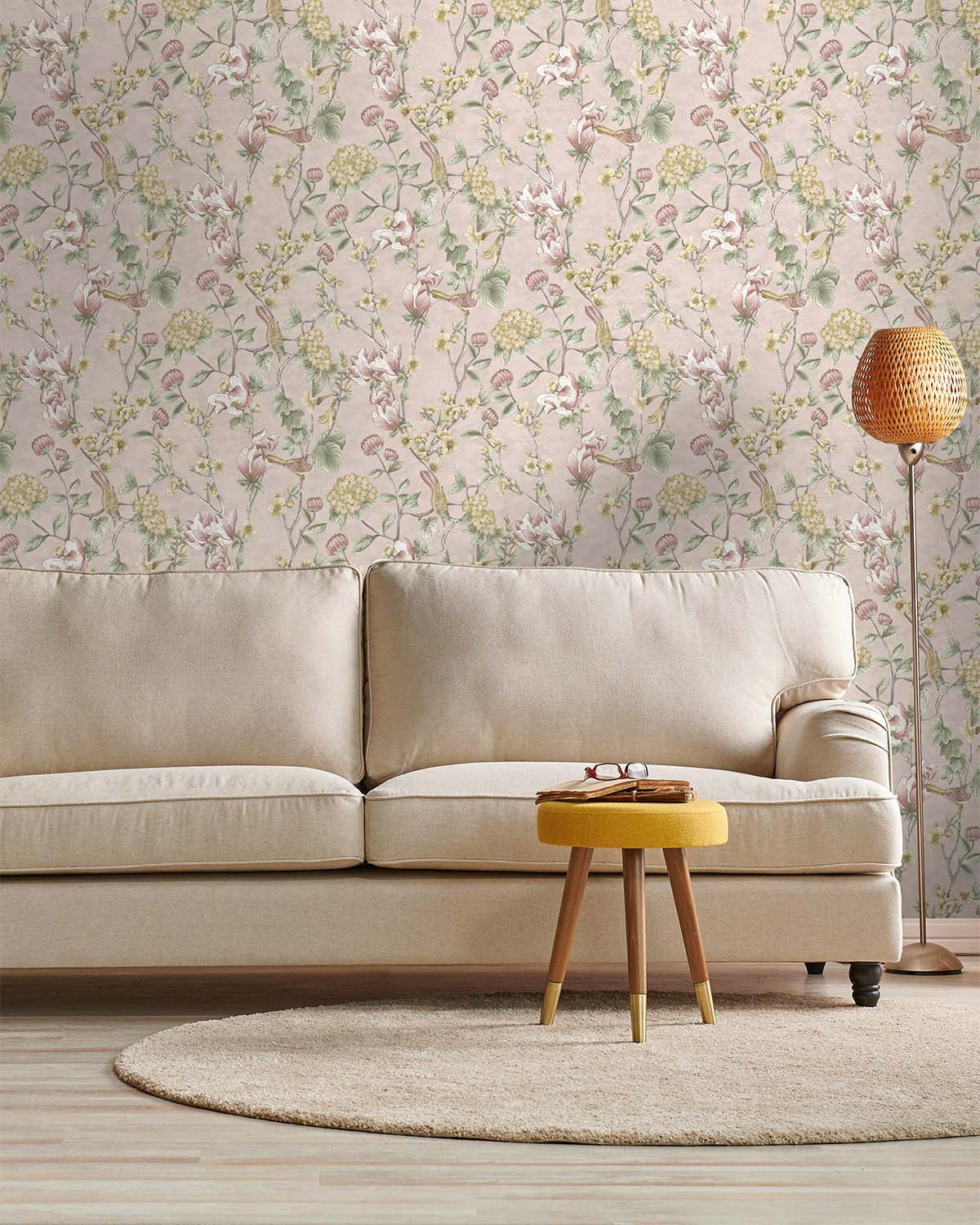Pink Floral Trail Tropical Wallpaper R8795