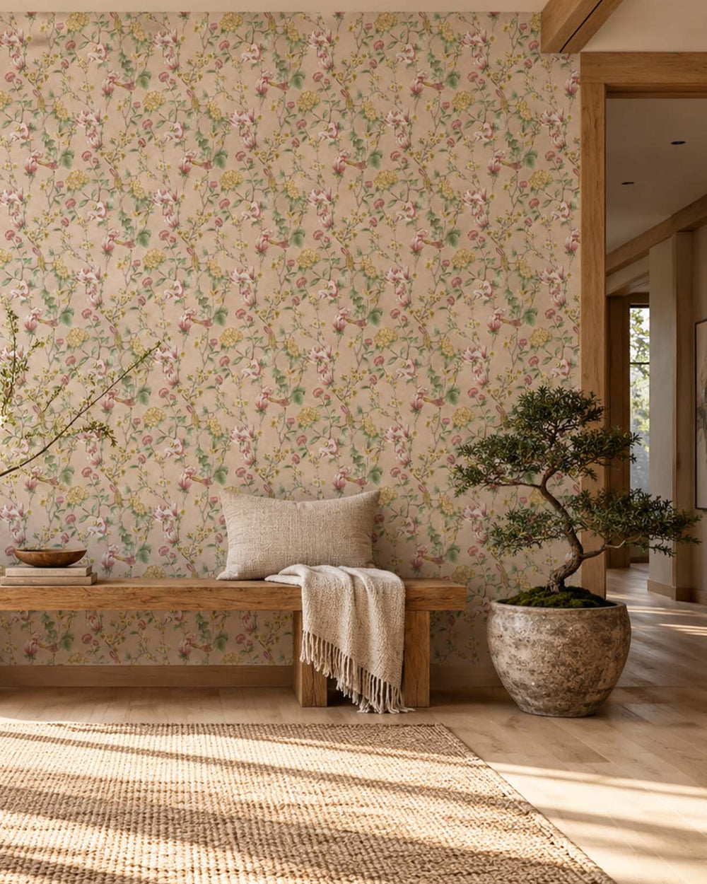 Pink Floral Trail Tropical Wallpaper R8795