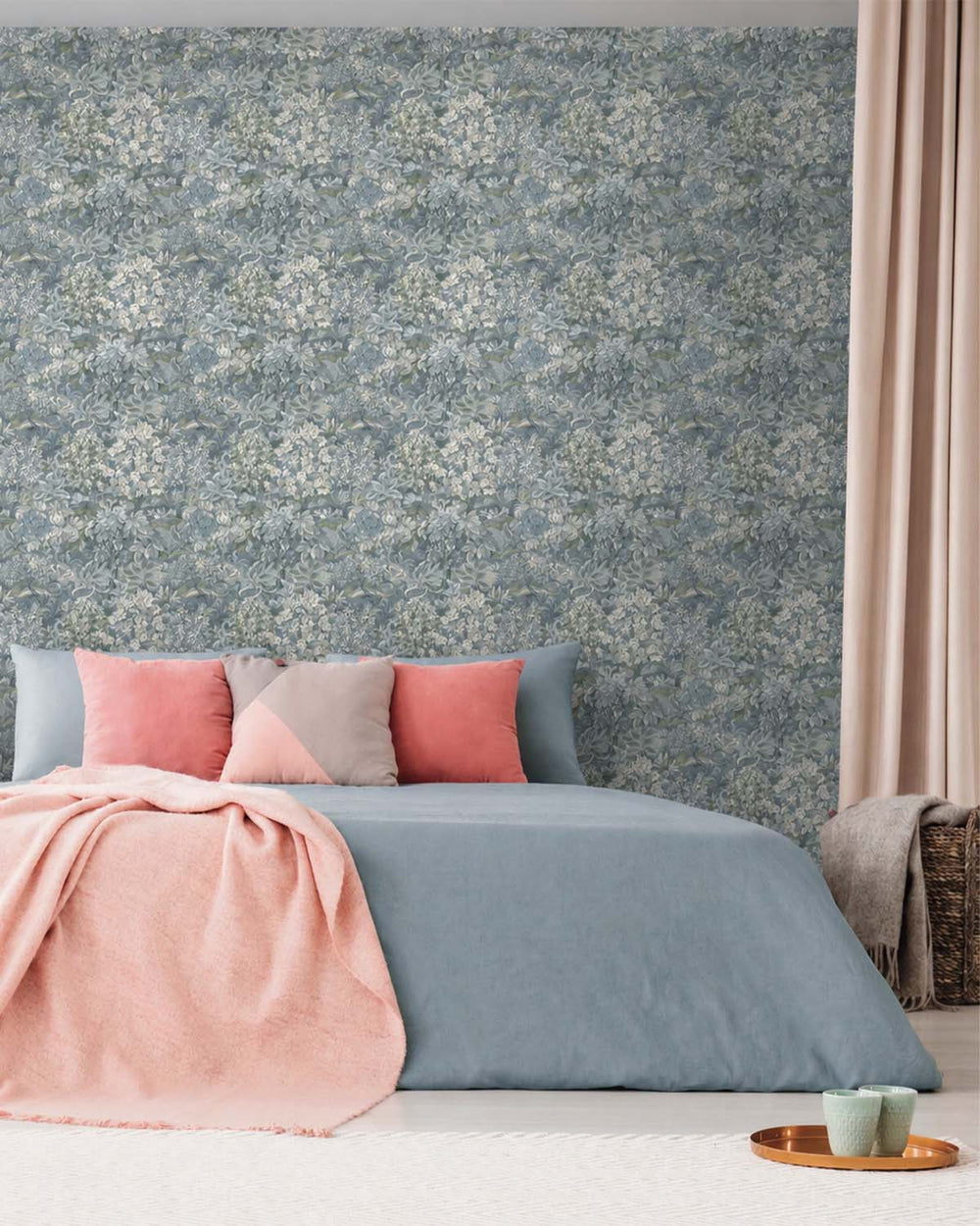 Blue Floral Foliage Floral Wallpaper R8801