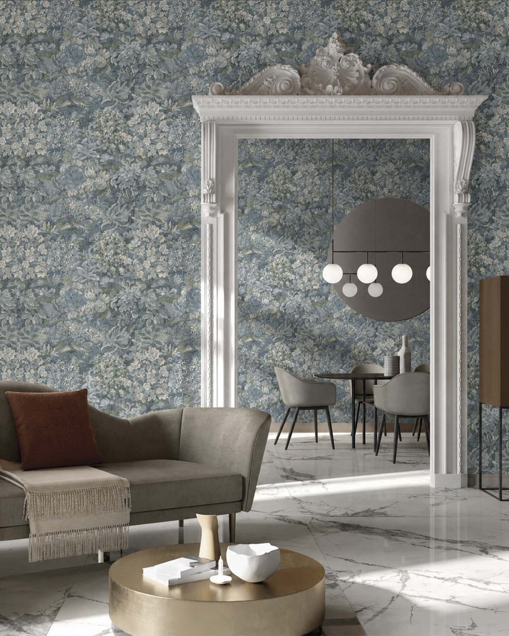 Blue Floral Foliage Floral Wallpaper R8801