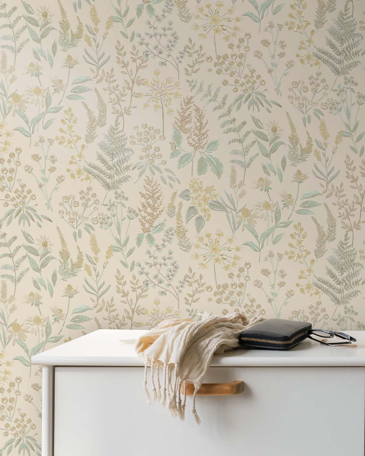 Beige Wildflowers Floral Wallpaper R8817