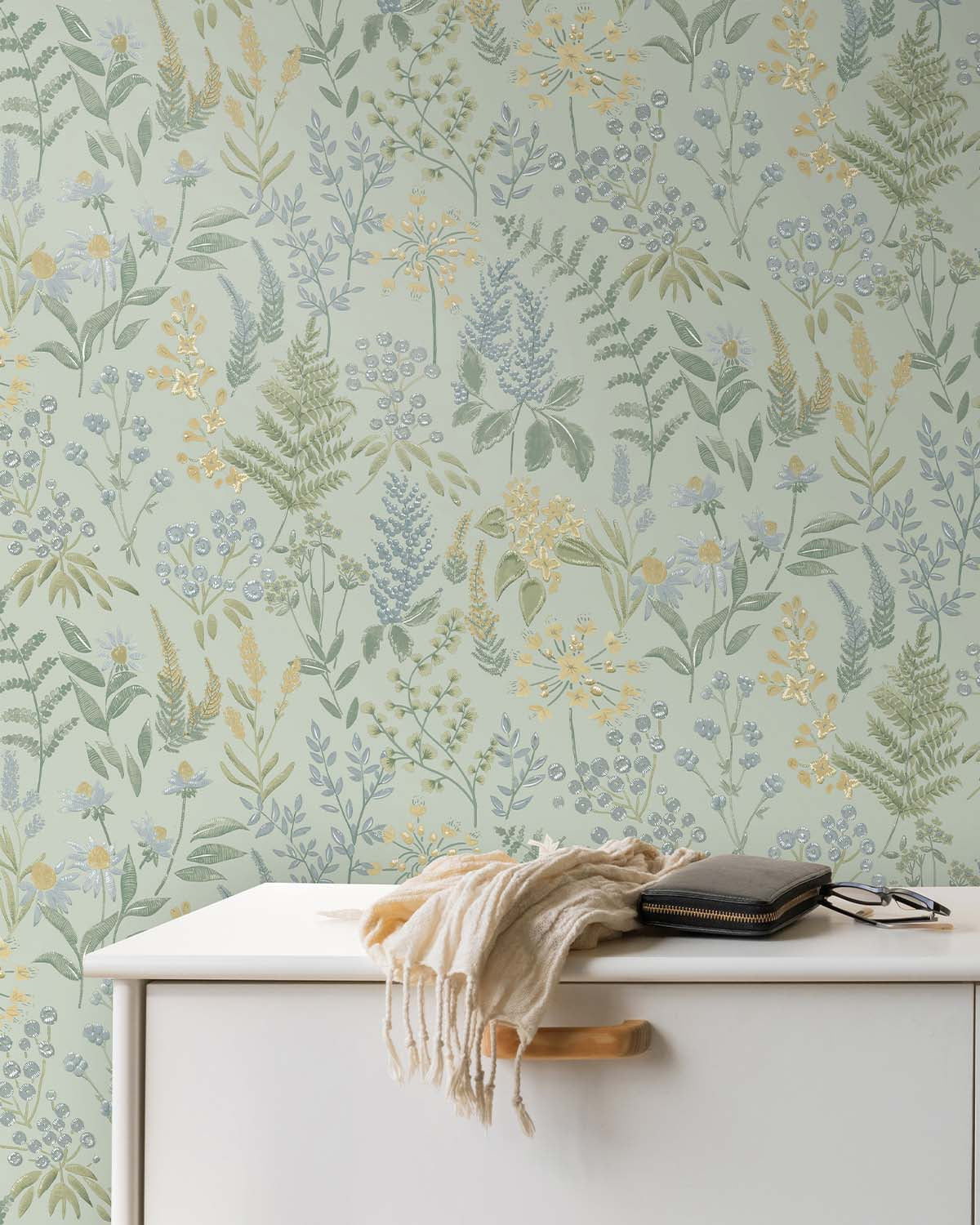 Blue Wildflowers Floral Wallpaper R8819