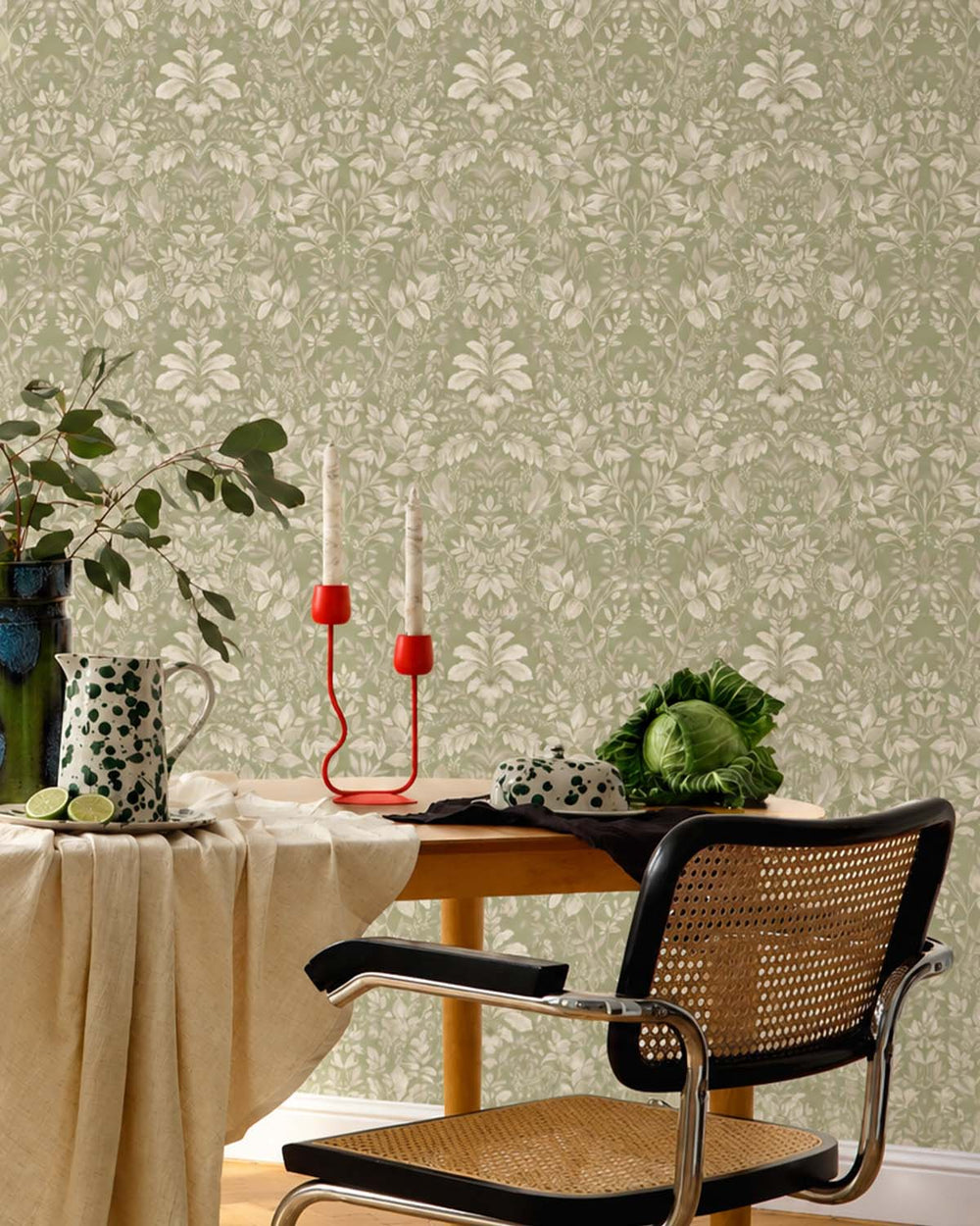 Sage Lush Overgrown Botanical Wallpaper R8822