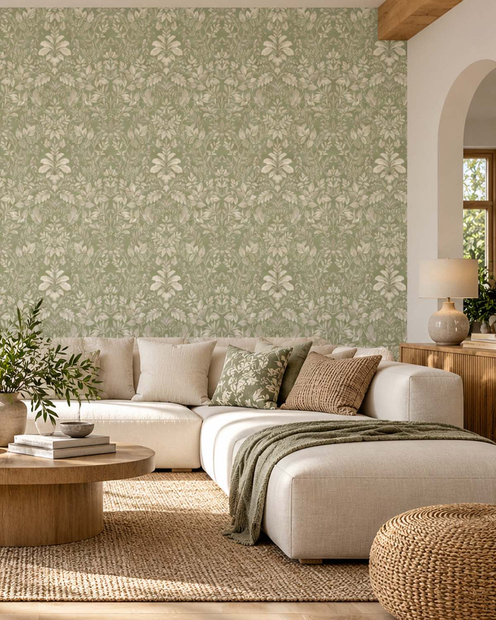 Sage Lush Overgrown Botanical Wallpaper R8822