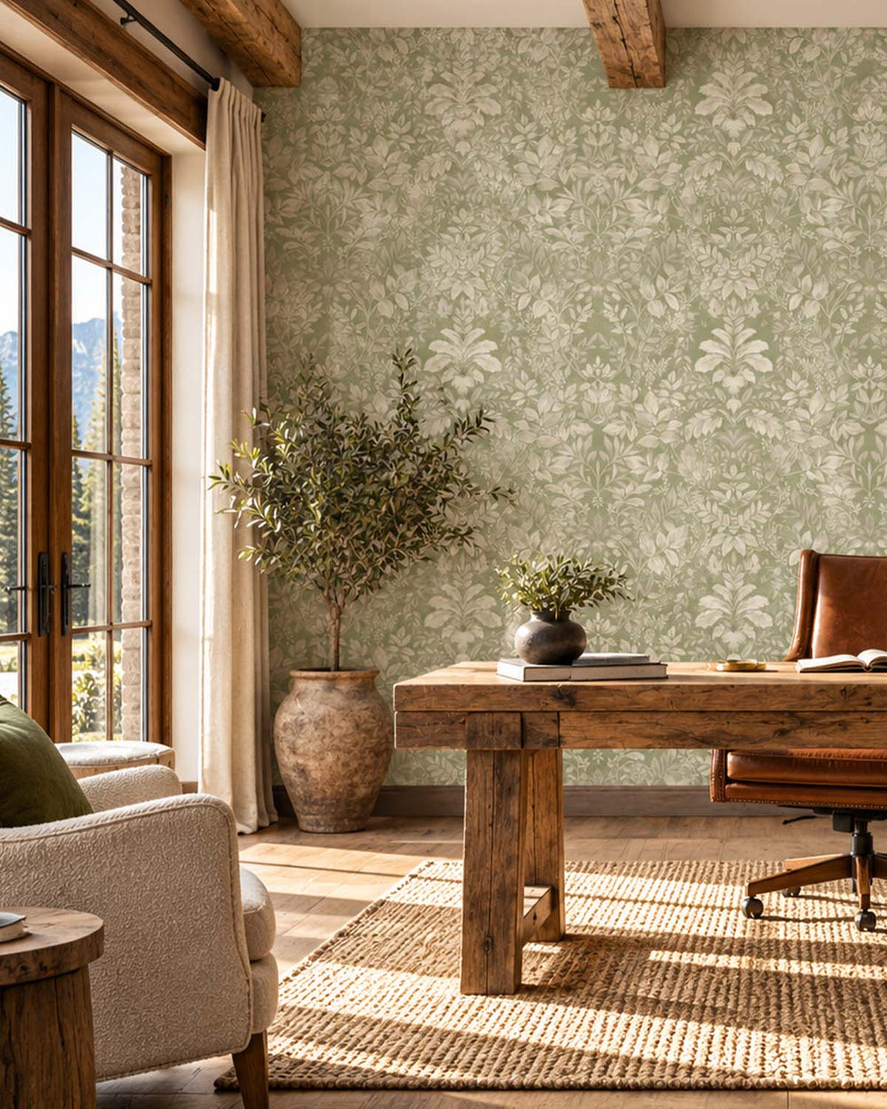 Sage Lush Overgrown Botanical Wallpaper R8822
