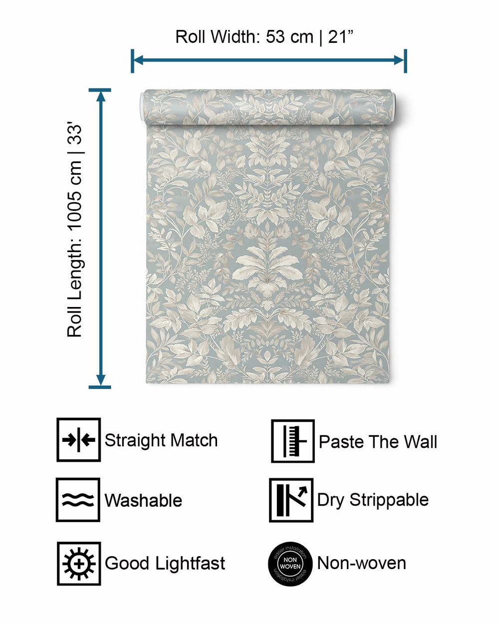 Blue Lush Overgrown Botanical Wallpaper R8823
