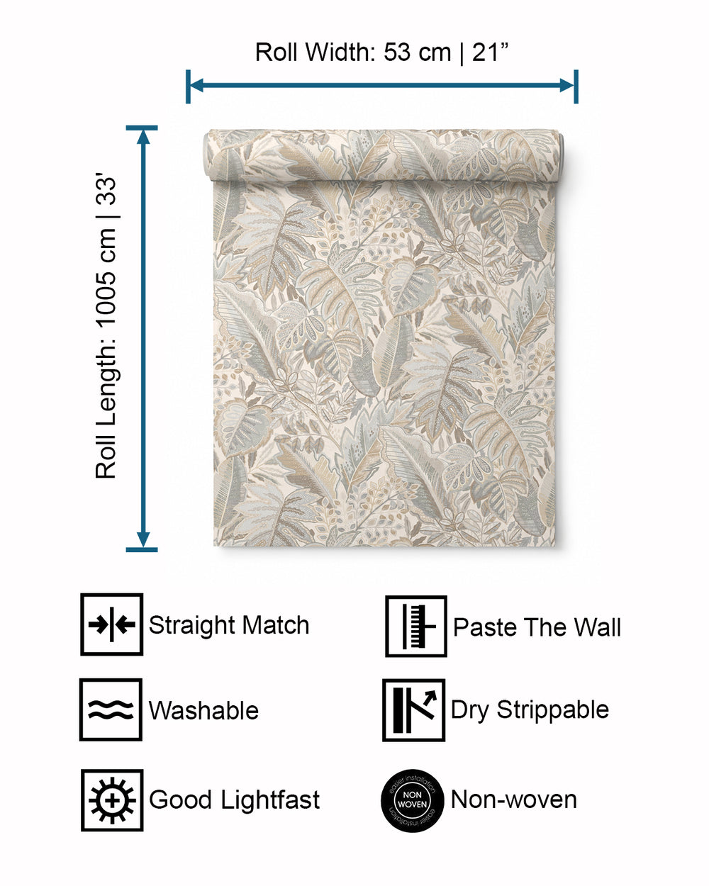 White Furry Leaves Tropical Wallpaper R8876