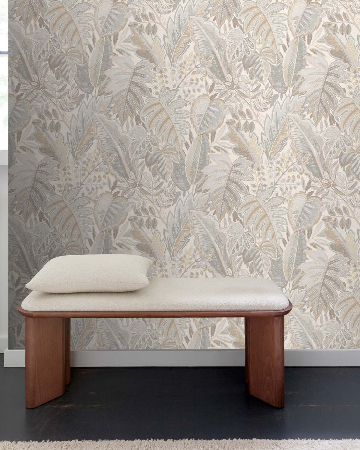 White Furry Leaves Tropical Wallpaper R8876