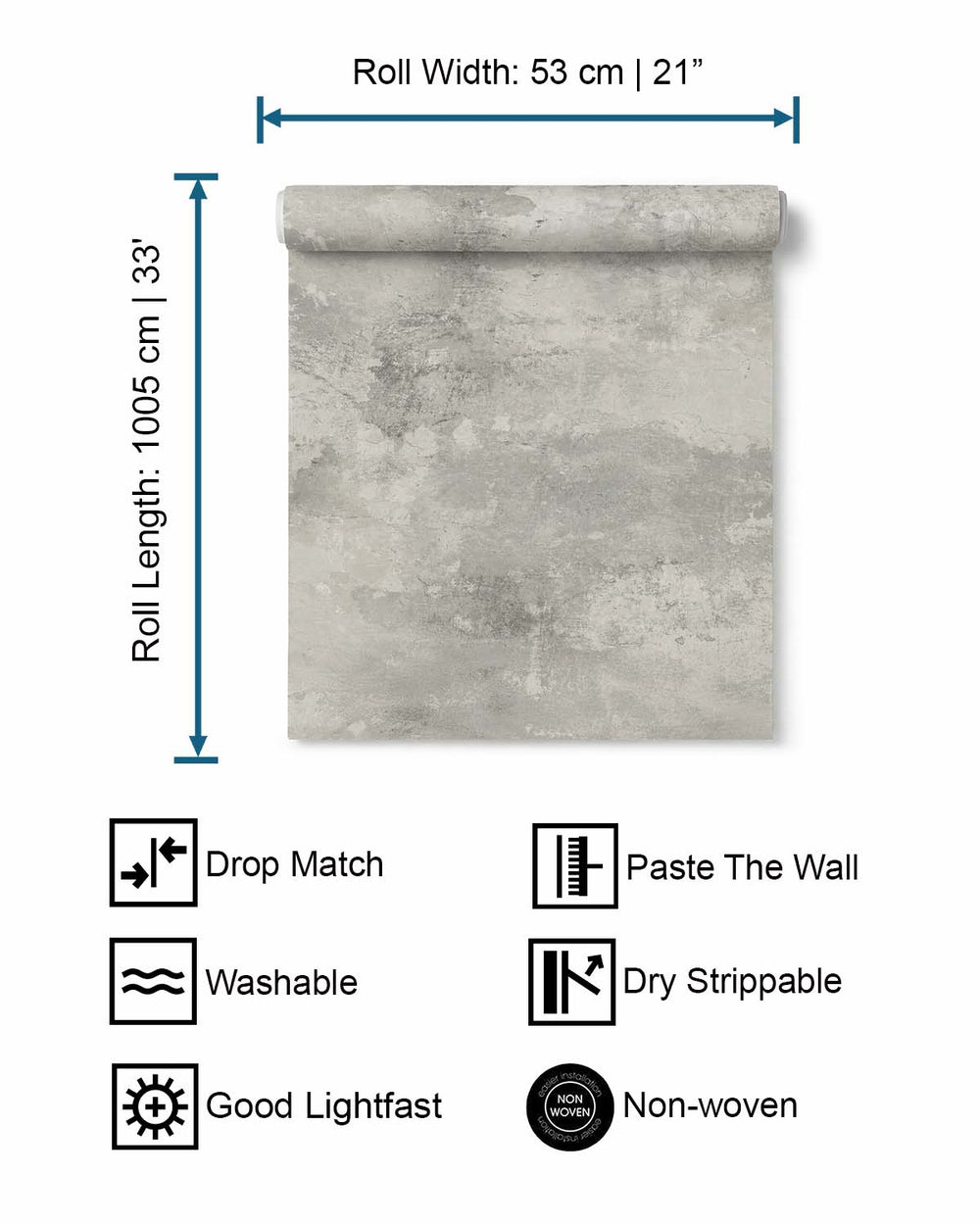 Grey Old Concrete Effect Textured Wallpaper R8892