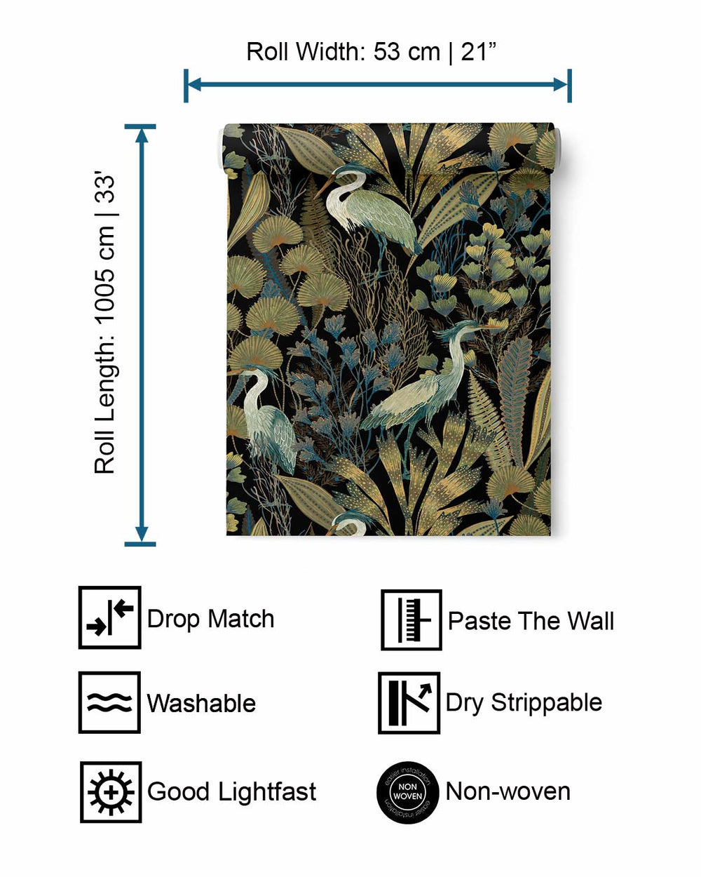 Black Heron Birds Tropical Wallpaper R8895