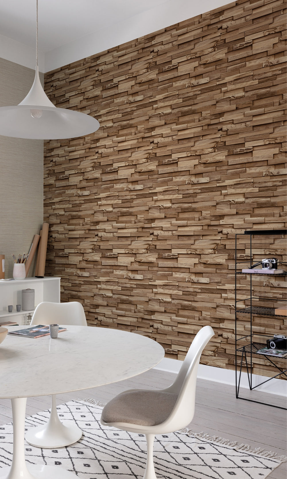 Beige Rustic Wood Look Textured Wallpaper R8915
