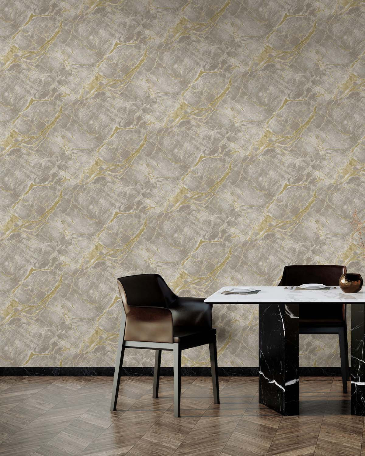Gold Marble Stone Like Textured Wallpaper R8924
