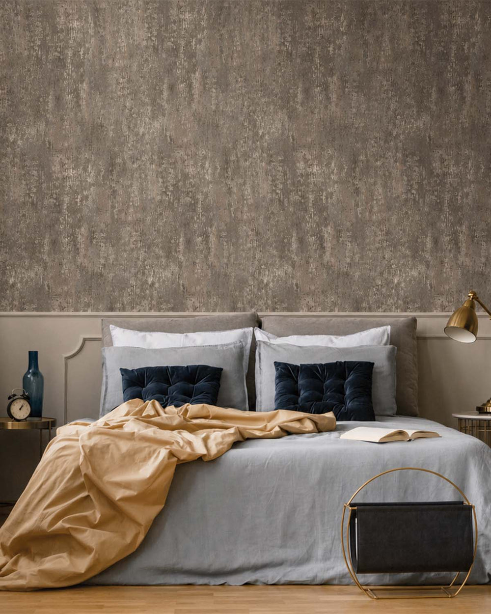 Mocha Scratched Concrete Textured Wallpaper R8935