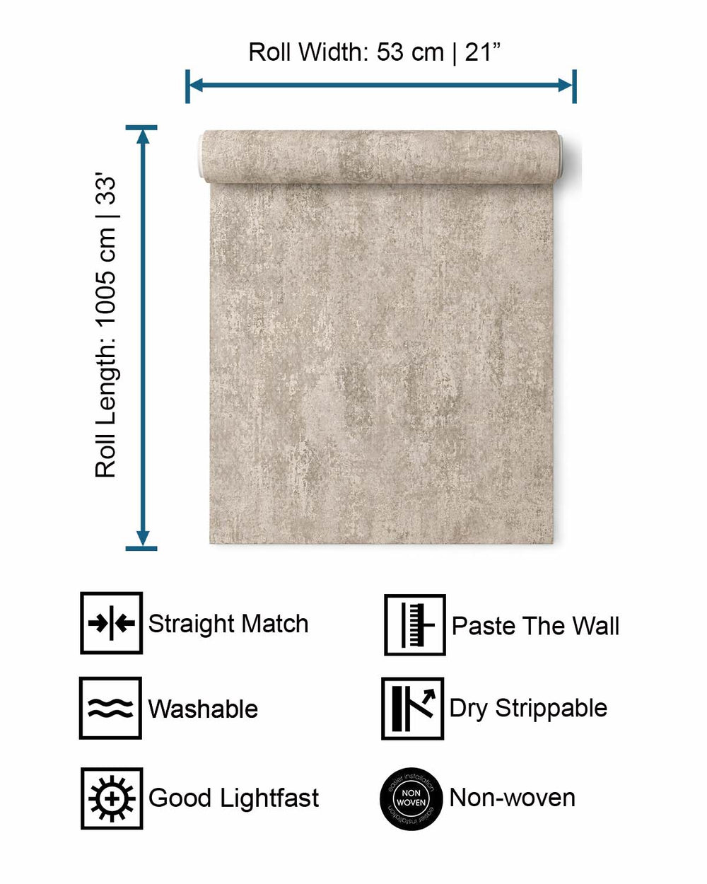 Taupe Scratched Concrete Textured Wallpaper R8937