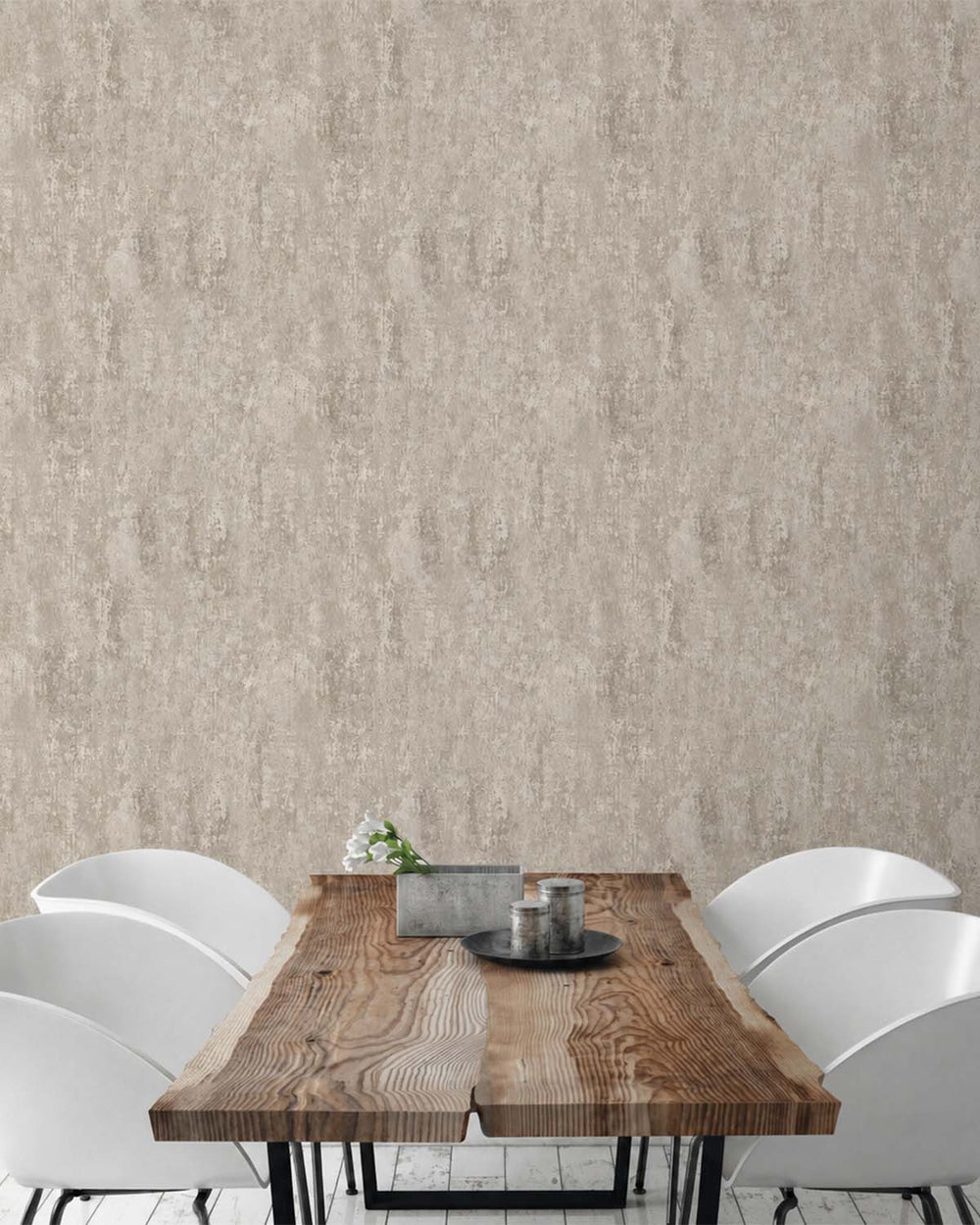 Taupe Scratched Concrete Textured Wallpaper R8937