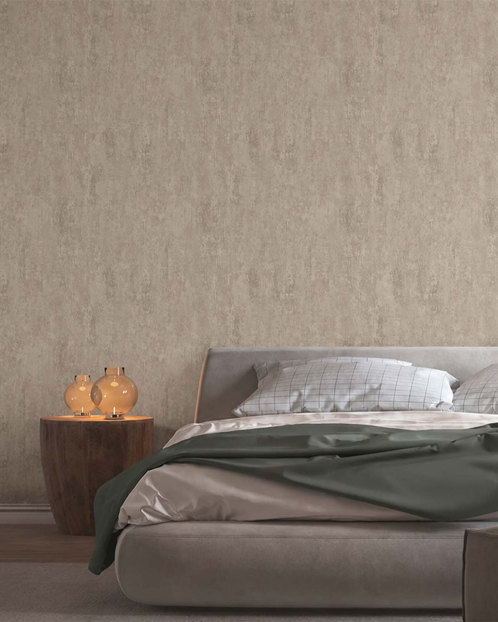 Taupe Scratched Concrete Textured Wallpaper R8937
