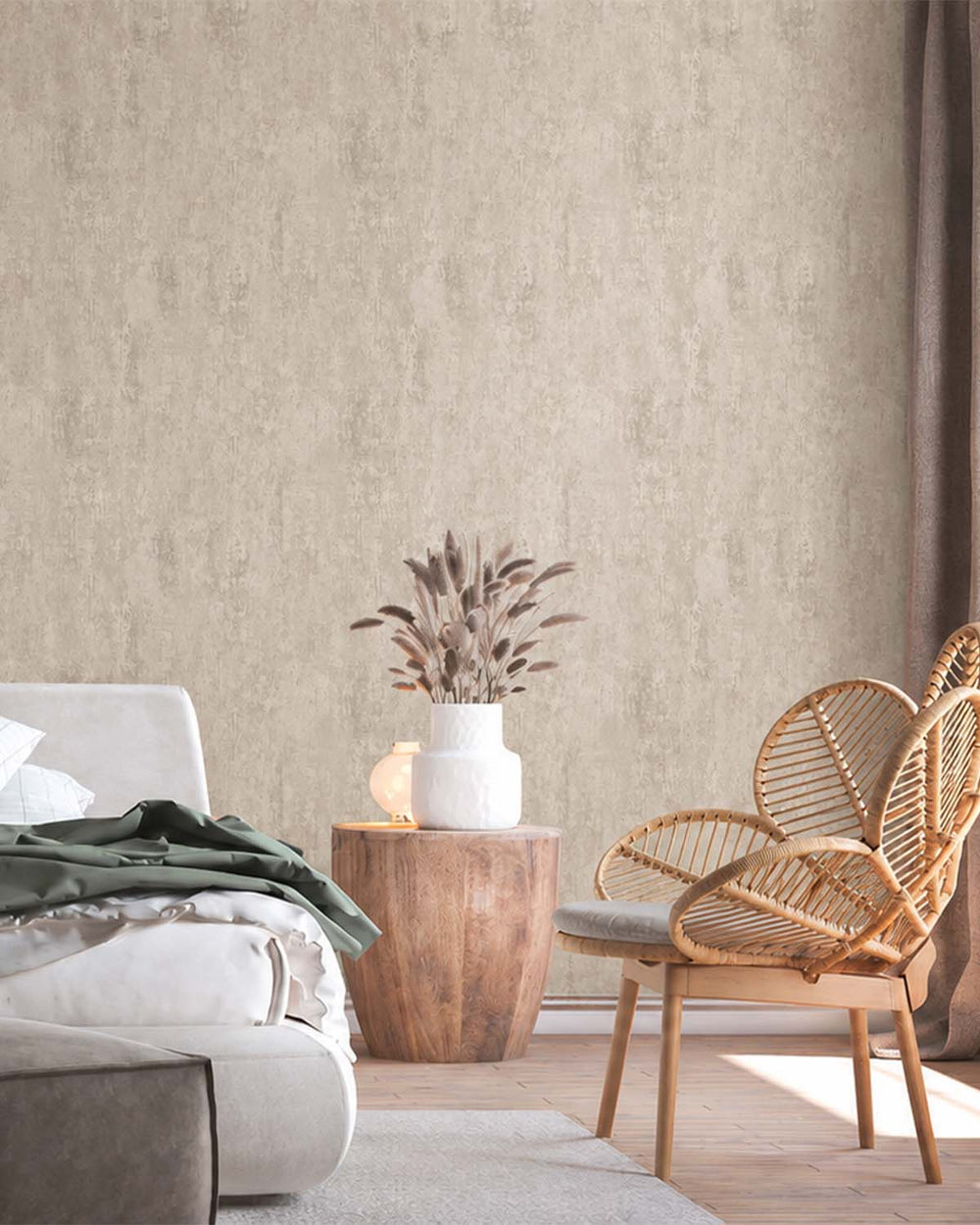 Taupe Scratched Concrete Textured Wallpaper R8937