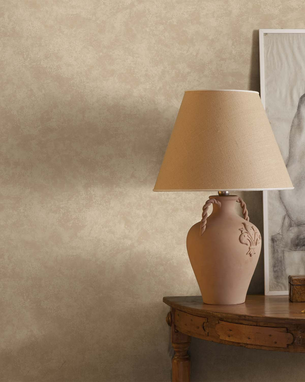 Taupe Cloudy Like Plain Textured Wallpaper R8984