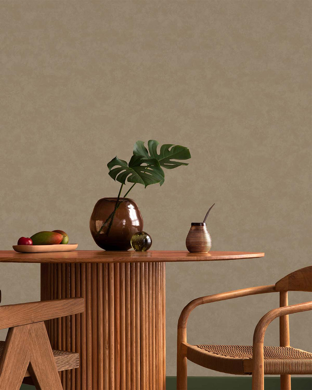 Taupe Cloudy Like Plain Textured Wallpaper R8984